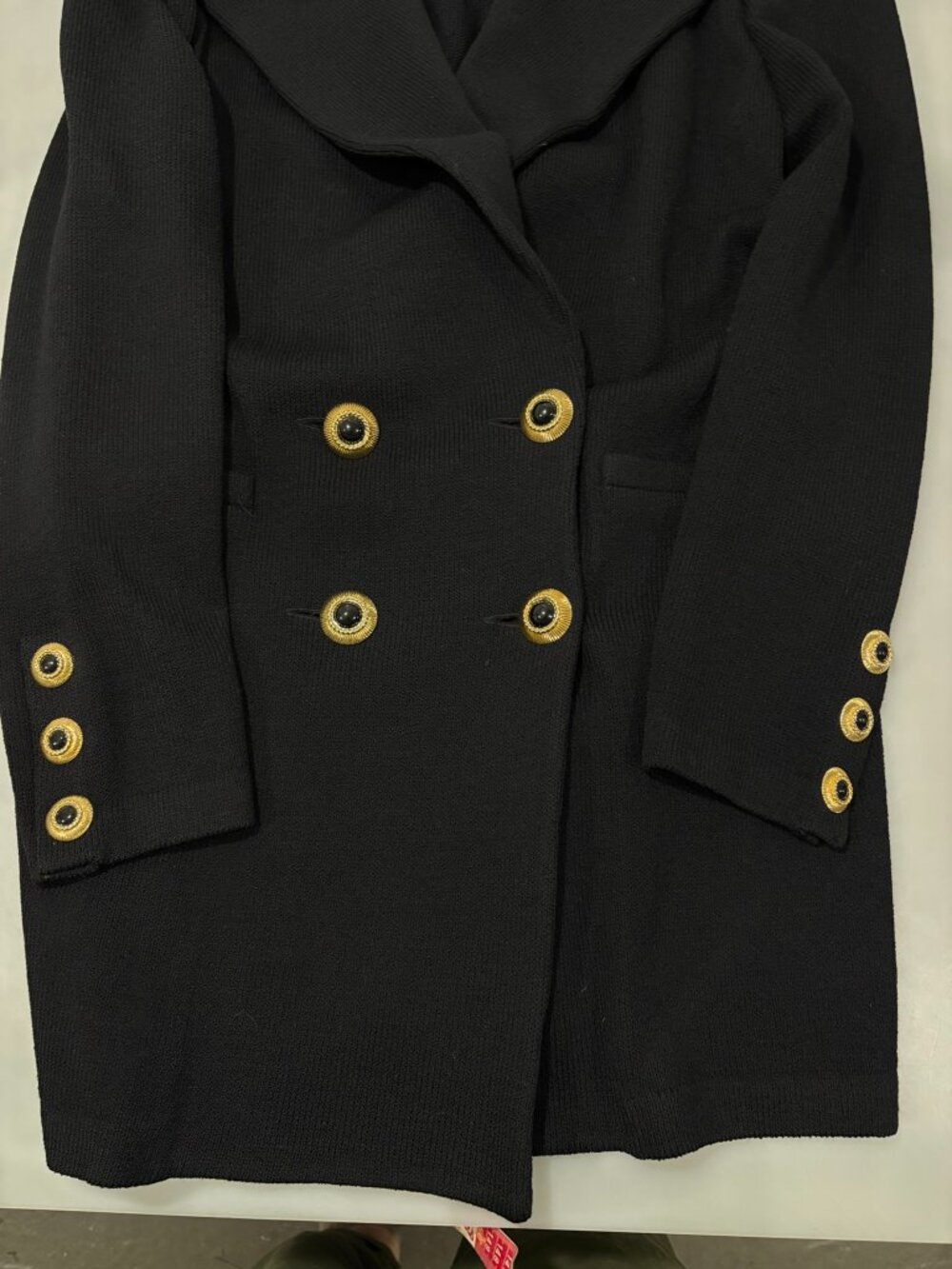 St John Collection Marie Gray 12 Black Double-Breasted Santana Knit Wool Blazer - Picture 6 of 9
